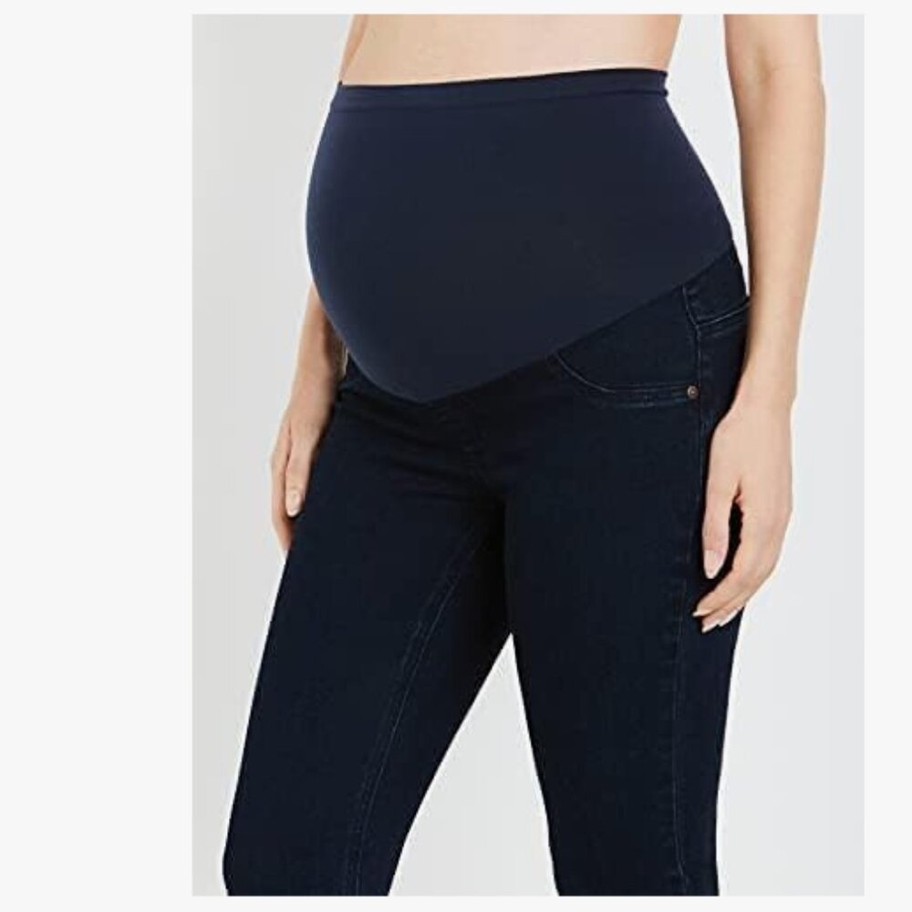 Motherhood Maternity Indigo Blue over the belly skinny stretch maternity jeans